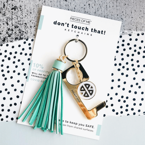 Don't Touch That! Keychain- Gold