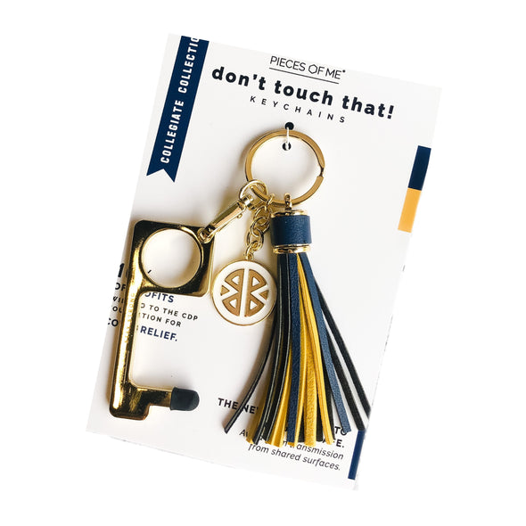 Gold Keychain - Collegiate Navy + Yellow Tassel