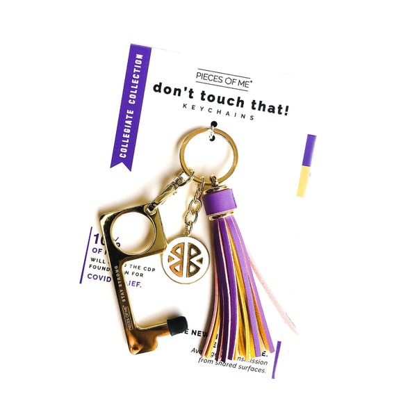 Gold Keychain - Collegiate Purple + Yellow Tassel