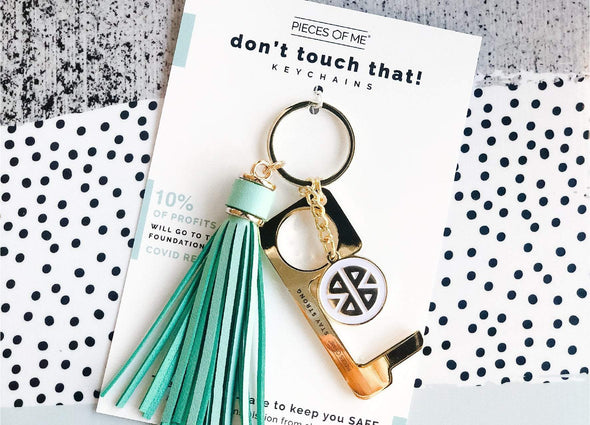 Don't Touch That! Keychain- Gold